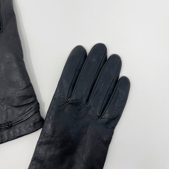 Isotoner Womens Leather Gloves Black Tie Knot - Picture 4 of 11